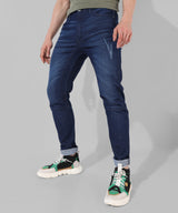 Men's Classic Blue Dark-Washed Skinny Fit Jeans
