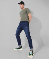 Men's Classic Blue Dark-Washed Skinny Fit Jeans