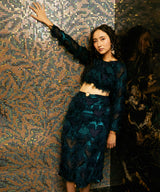 Women's Emerald Green & Navy Blue Fringe Midi Dress