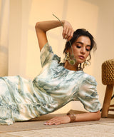 Women's Cloud Grey Blurry Draped Dress