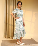 Women's Cloud Grey Blurry Draped Dress