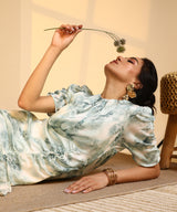 Women's Cloud Grey Blurry Draped Dress