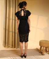 Women's Onyx Black Flora Flared Dress