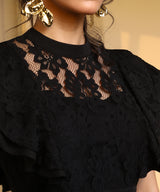 Women's Onyx Black Flora Flared Dress