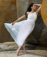 Women's Powder White Coil Maxi Dress