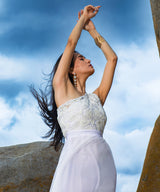 Women's Powder White Coil Maxi Dress