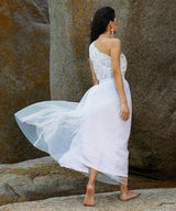 Women's Powder White Coil Maxi Dress