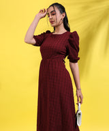 Women's Solid Red Dress With Cutout Detail