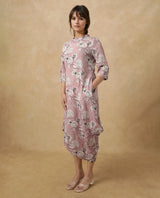 Women's Pink Casual Three Quarter Sleeves Dress