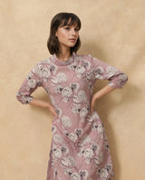 Women's Pink Casual Three Quarter Sleeves Dress