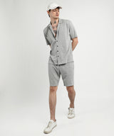 Men's Grey Casual Half Sleeve Co-ords Set