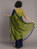 Women's Blue Cotton Acrylic Saree with Blouse Piece