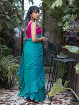 Women's Blue Mul Cotton Saree