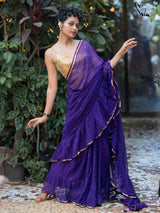 Women's Purple Mul Cotton Saree