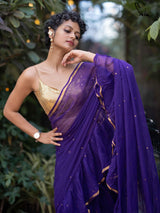 Women's Purple Mul Cotton Saree