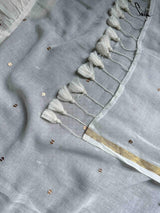 Women's White Mul Cotton Saree