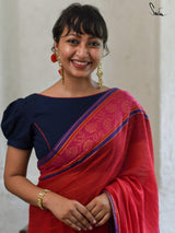 Women's Red Mul Cotton with Zari Saree