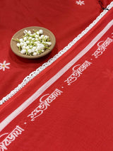 Women's Red Mul Cotton Saree