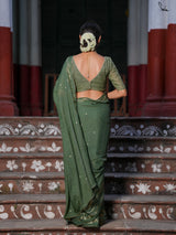 Women's Green Cotton Viscose Saree