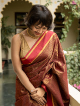 Women's Red Slub Saree
