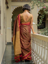 Women's Red Slub Saree
