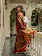 Women's Red Slub Saree