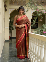Women's Red Slub Saree