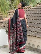 Women's Black Cotton Saree