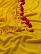 Women's Yellow Mul Cotton Saree