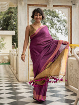 Women's Purple Slub Saree