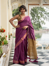 Women's Purple Slub Saree