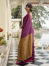 Women's Purple Slub Saree