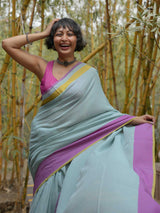 Women's Green Slub Saree