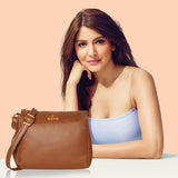 Women's Tan Casual Solid Sling Bag