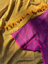 Women's Yellow Cotton Slub Saree