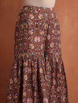 Women's Brown Printed Sharara Set