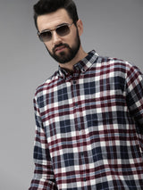 Men's Multicolor Casual Slim Fit Checked Full Sleeves Shirt