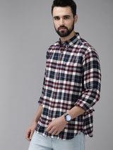 Men's Multicolor Casual Slim Fit Checked Full Sleeves Shirt