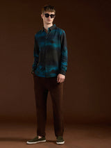 Men's Blue Casual Slim Fit Printed Full Sleeves Shirt