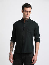 Men's Green Casual Slim Fit Solid Full Sleeves Shirt