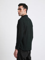 Men's Green Casual Slim Fit Solid Full Sleeves Shirt