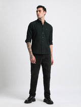 Men's Green Casual Slim Fit Solid Full Sleeves Shirt