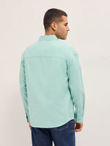 Men's Blue Casual Regular Fit Solid Full Sleeves Shirt