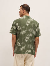 Men's Green Casual Printed Regular Fit Half Sleeves Shirt