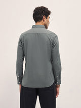 Men's Grey Casual Slim Fit Solid Full Sleeves Shirt