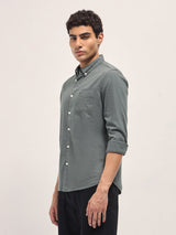 Men's Grey Casual Slim Fit Solid Full Sleeves Shirt
