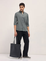 Men's Grey Casual Slim Fit Solid Full Sleeves Shirt