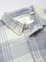 Men's Blue Casual Checked Slim Fit Full Sleeves Shirt