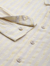 Men's Yellow Casual Striped Slim Fit Full Sleeves Shirt