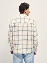 Men's Beige Casual Checked Regular Fit Full Sleeves Shirt